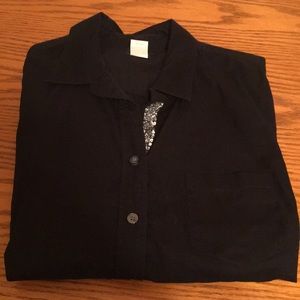 J Crew button down with silver sequin detail